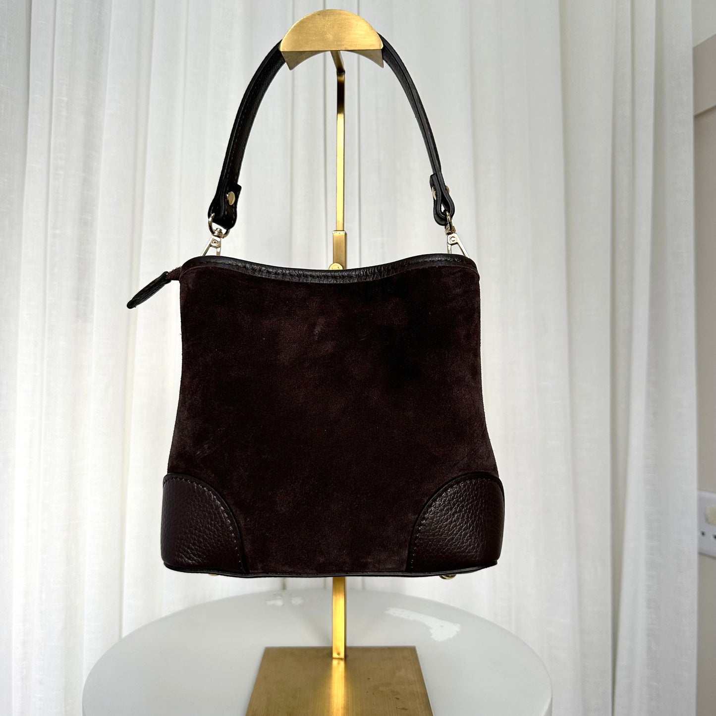 SAMPLE SALE - Suede Brown Bucket Bag