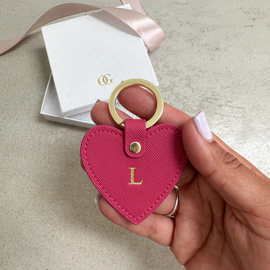 Leather Personalised Heart Keyring