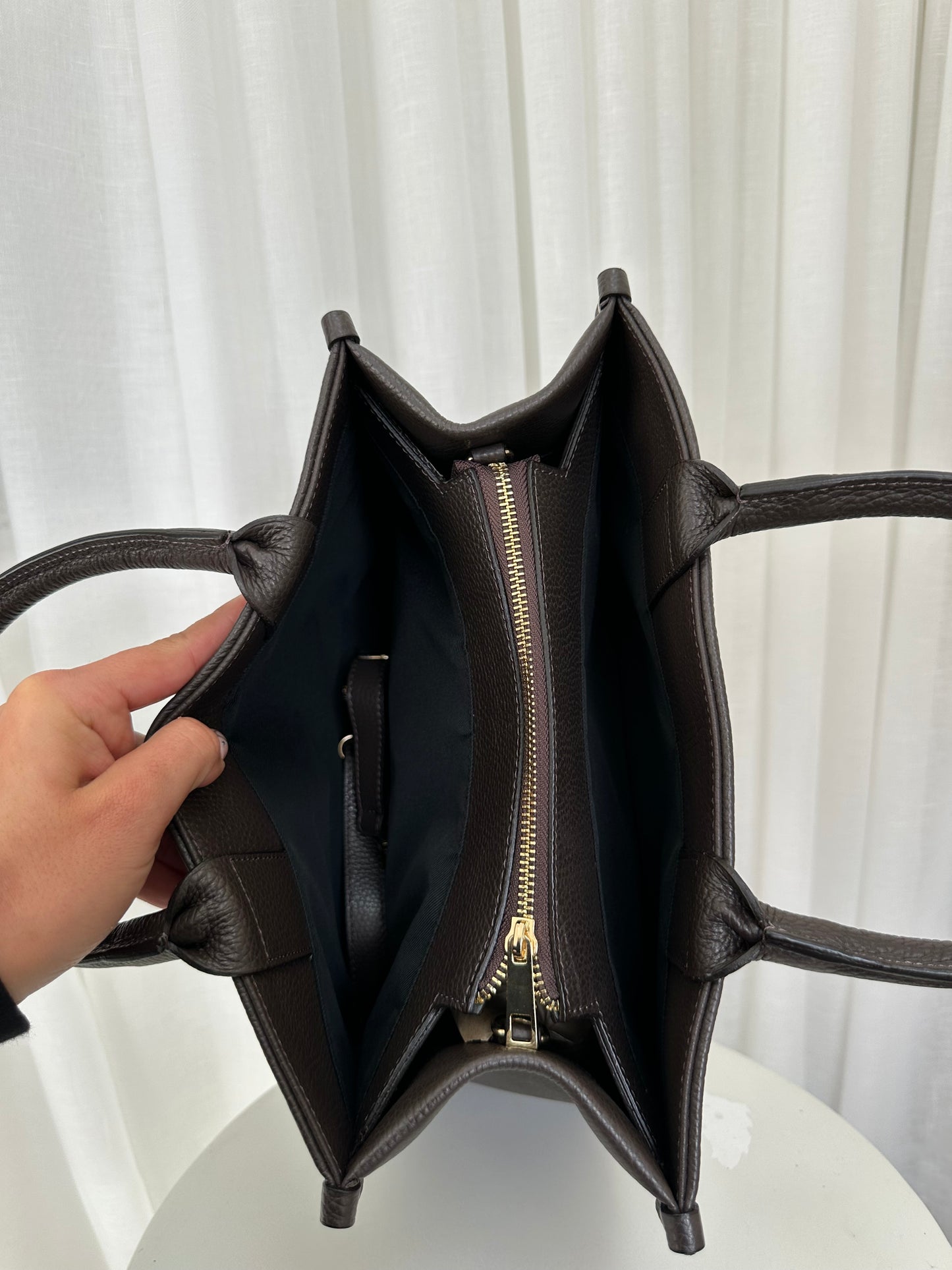 BLACK LABEL - Midi Leather Tote Bag Chestnut Brown