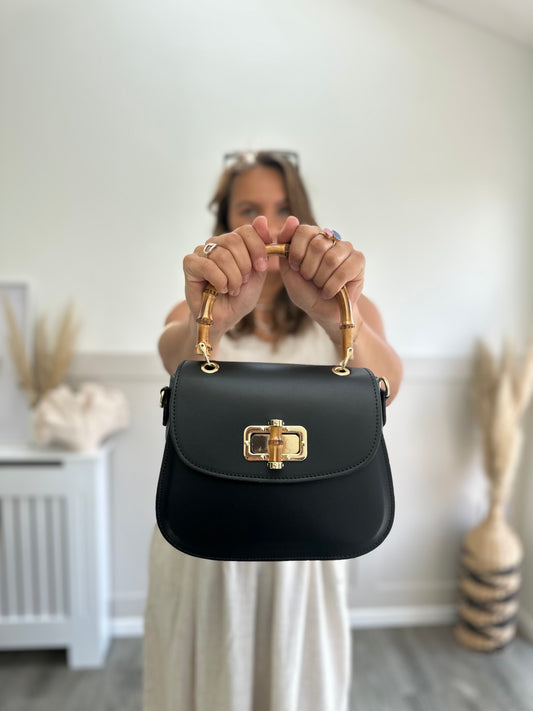 Kellie Bamboo Leather Top handle Crossbody Bag