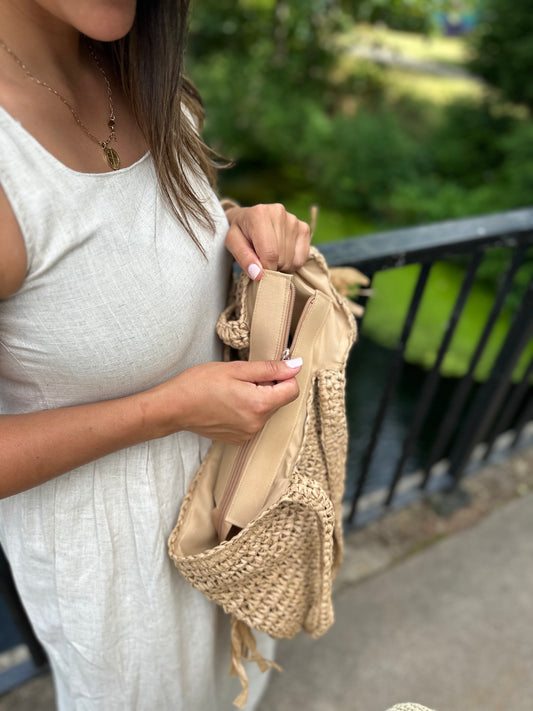 Ez Straw effect shopper beach bag