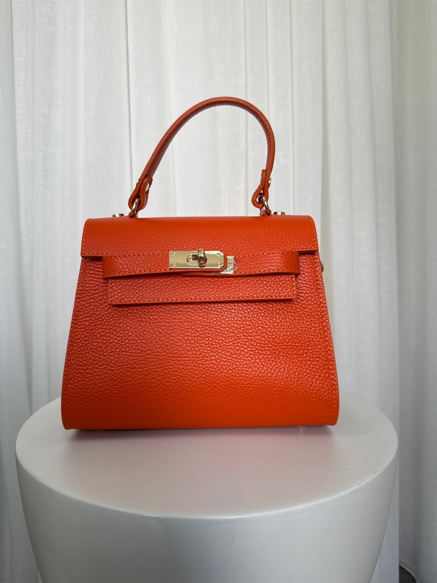 SAMPLE SALE - Orange Grace Leather Top handle Bag