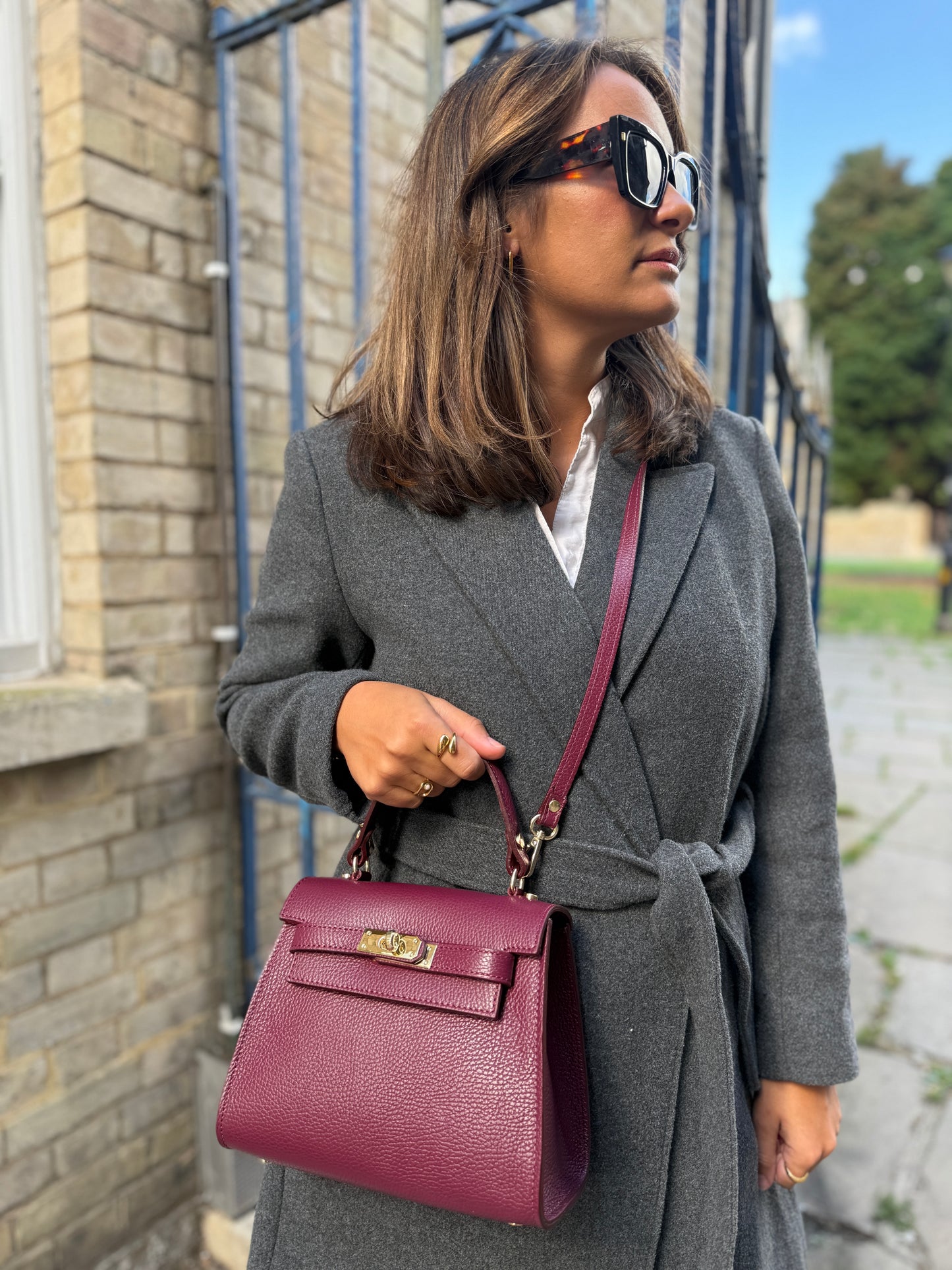 Grace Leather Top handle Crossbody Bag