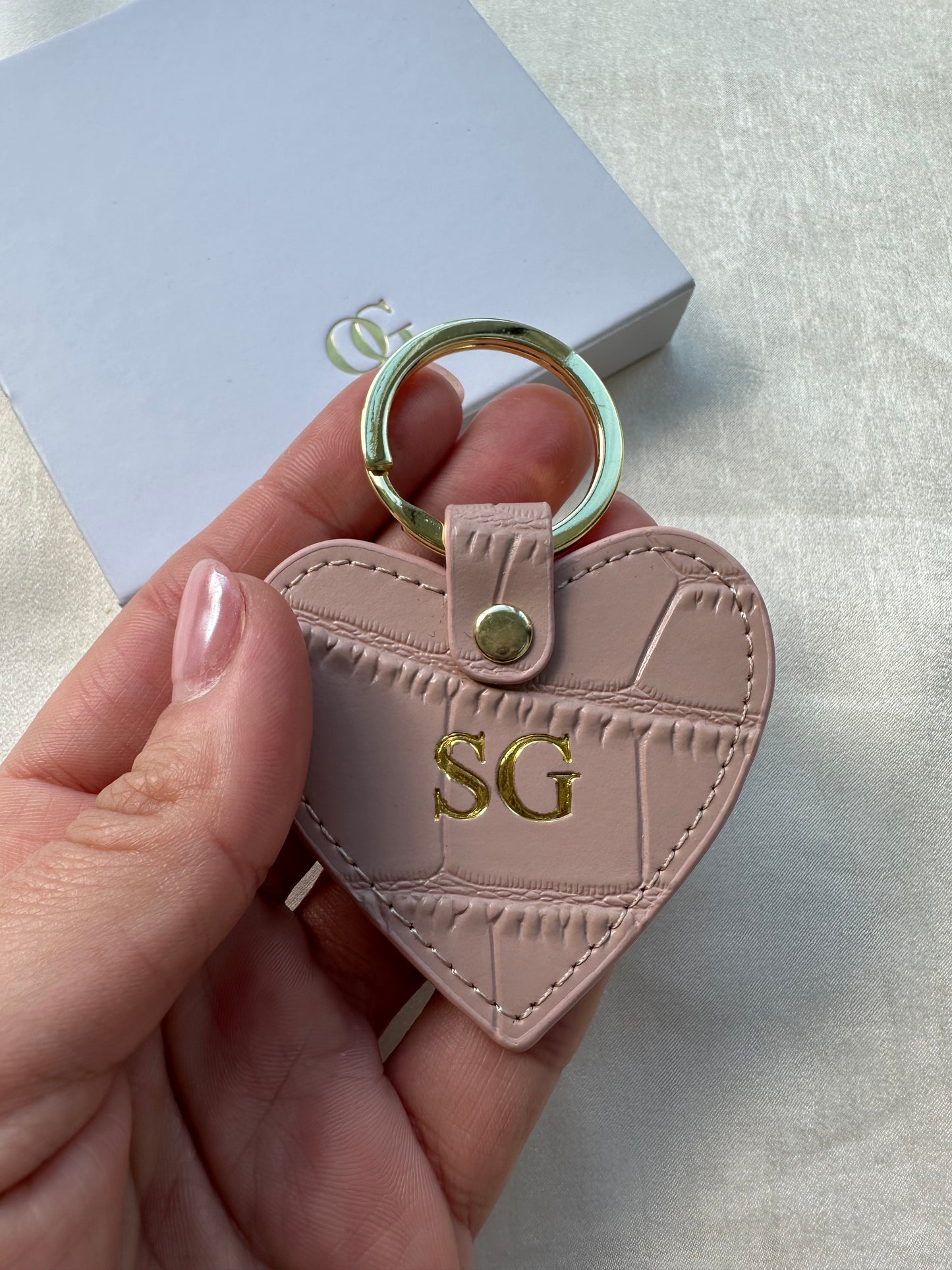 Leather Personalised Heart Keyring