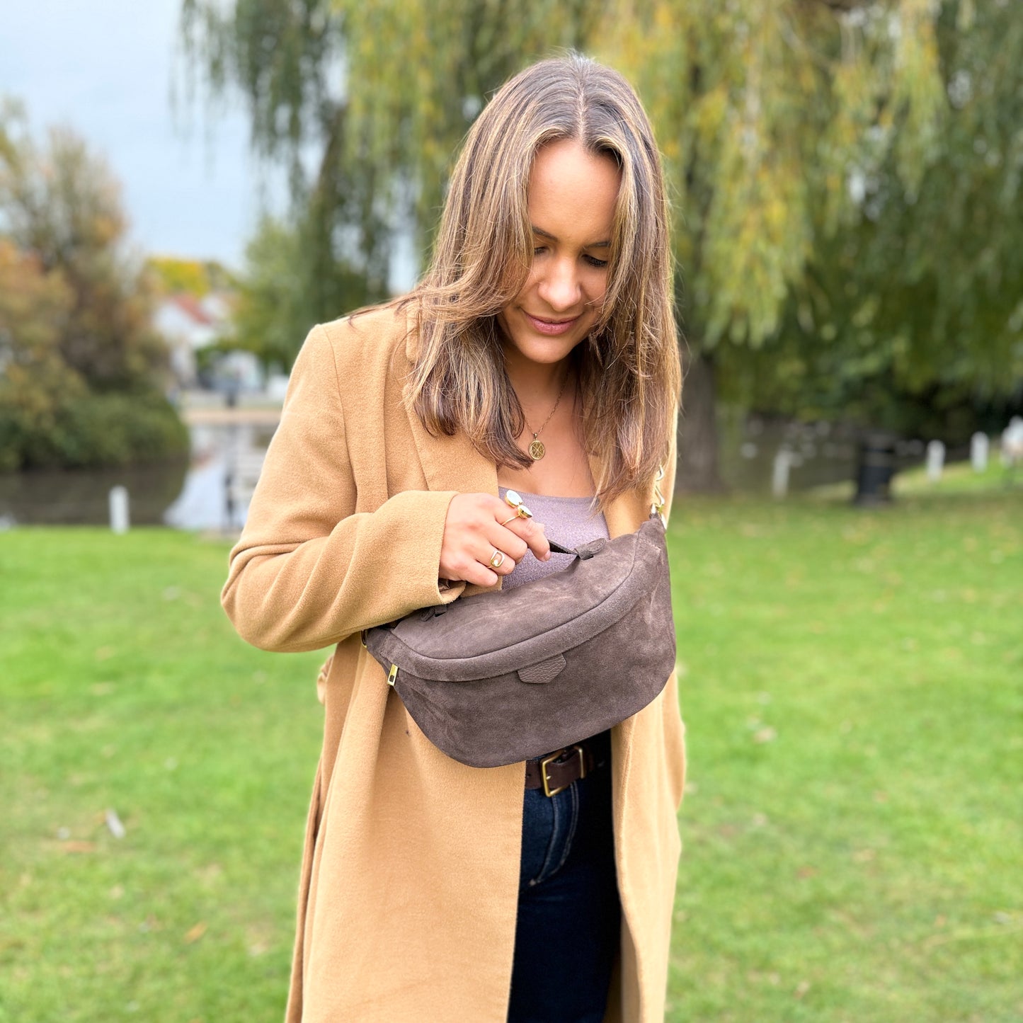 Cleo Personalised Large Suede Bumbag Waist Bag