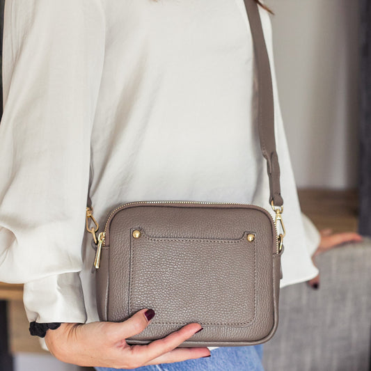 Elizabeth Leather Double Zip Crossbody Bag