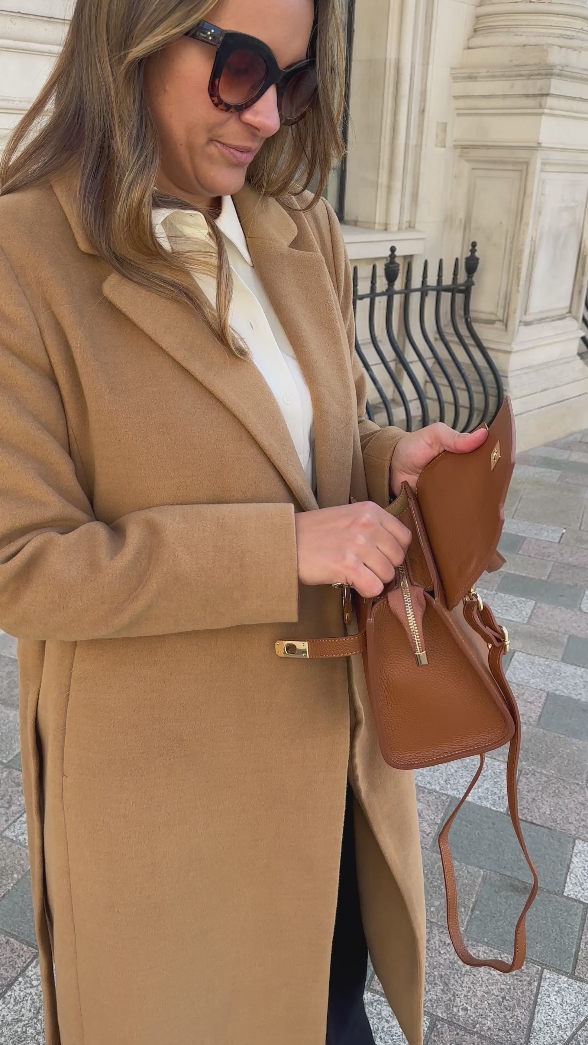 Inside leather handbag