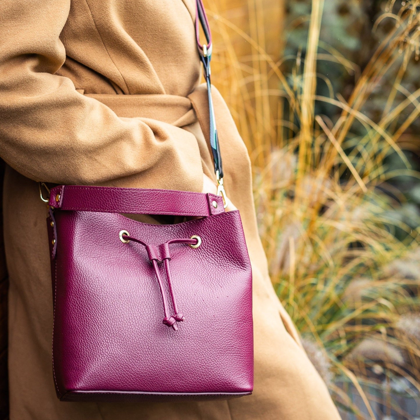 Elle Personalised Leather Bucket Bag Crossbody - OLIVIA AND GRAY LTD