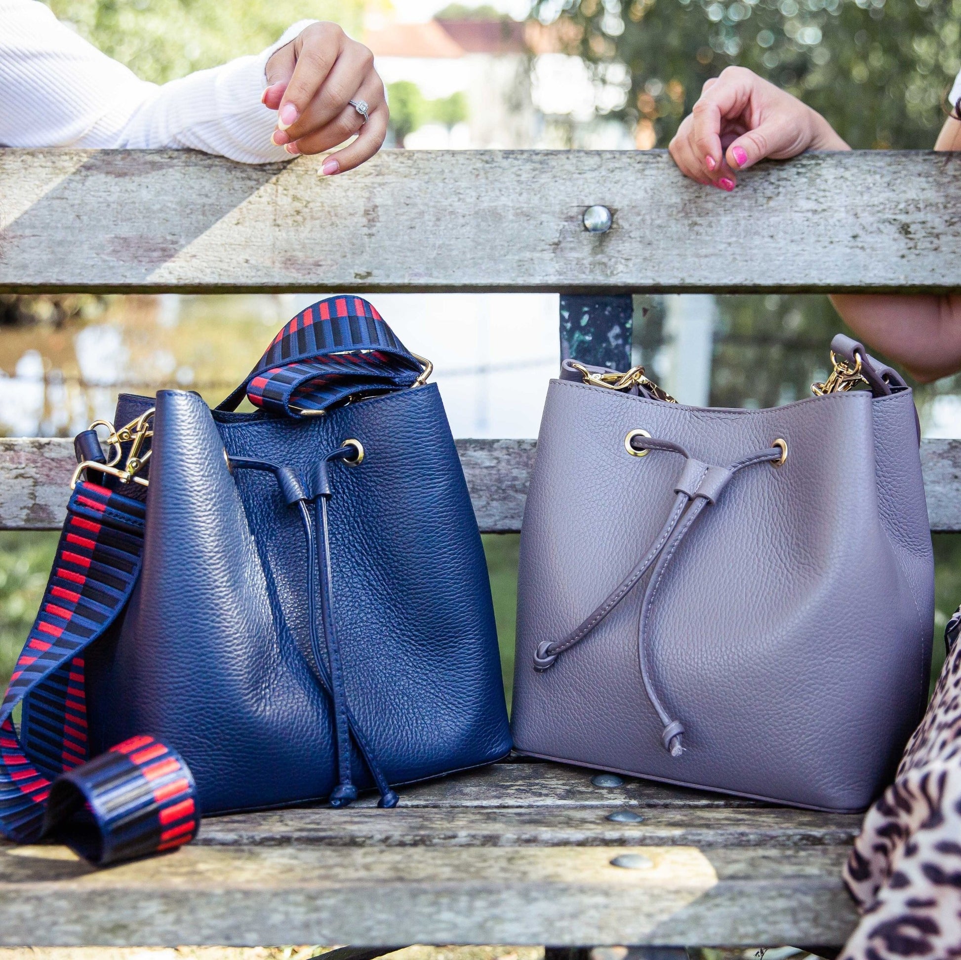 Elle Personalised Leather Bucket Bag Crossbody - OLIVIA AND GRAY LTD