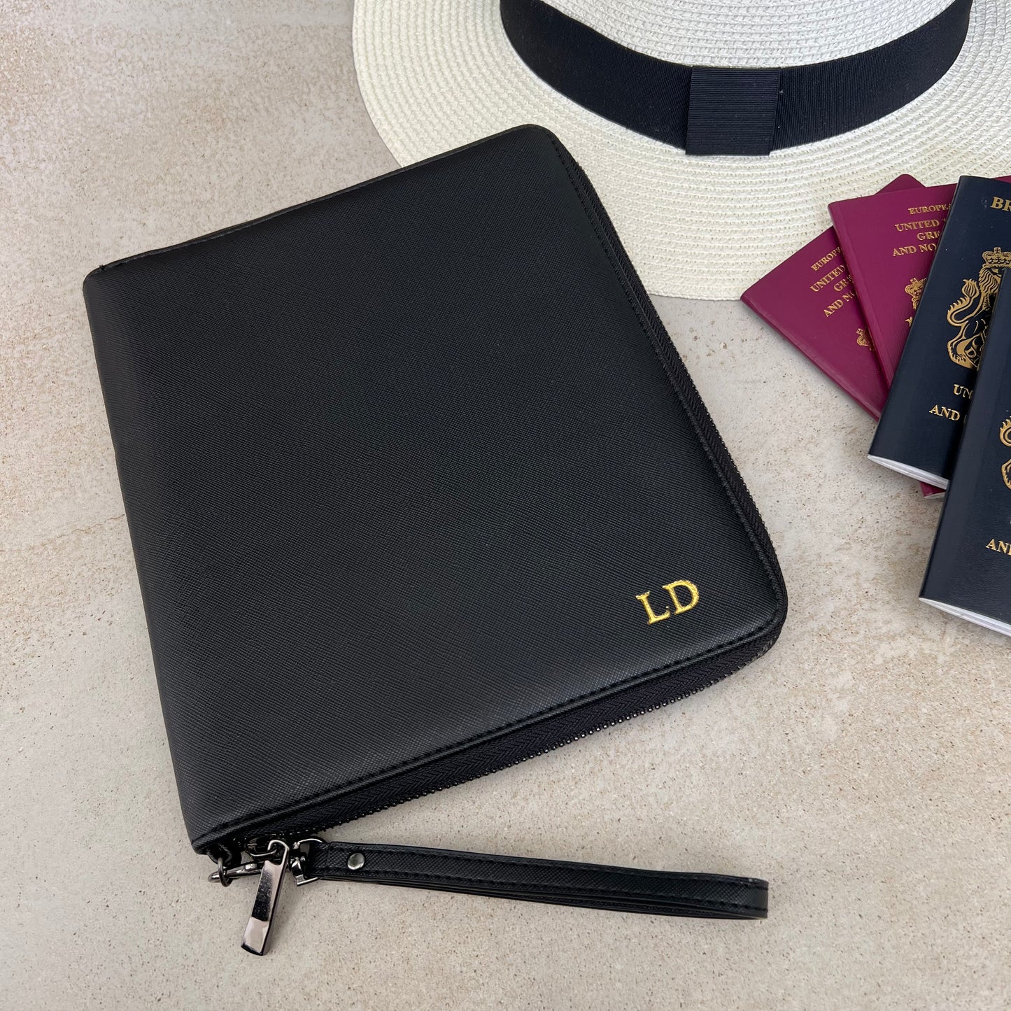 Personalised Travel Document Holder Monogram Initials
