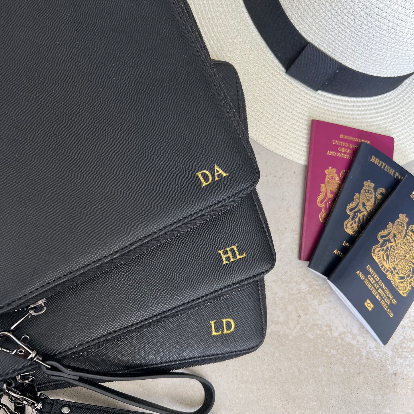 Personalised Travel Document Holder Monogram Initials