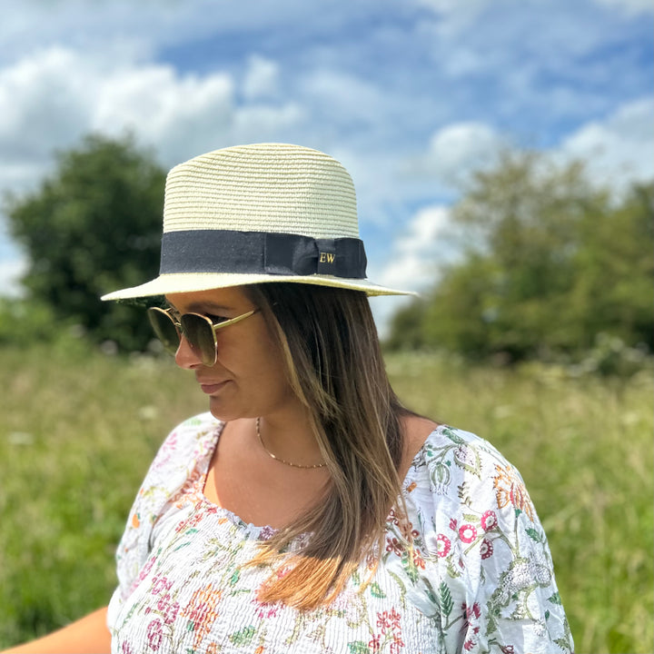 Personalised Summer Straw Fedora Hat