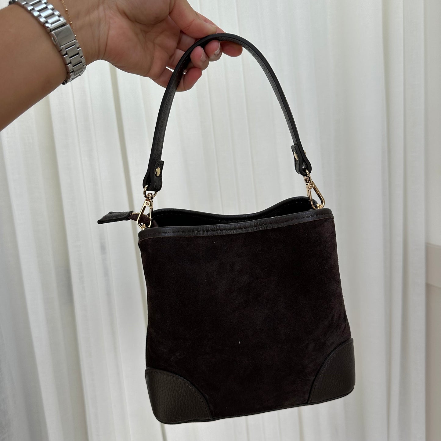 SAMPLE SALE - Suede Brown Bucket Bag