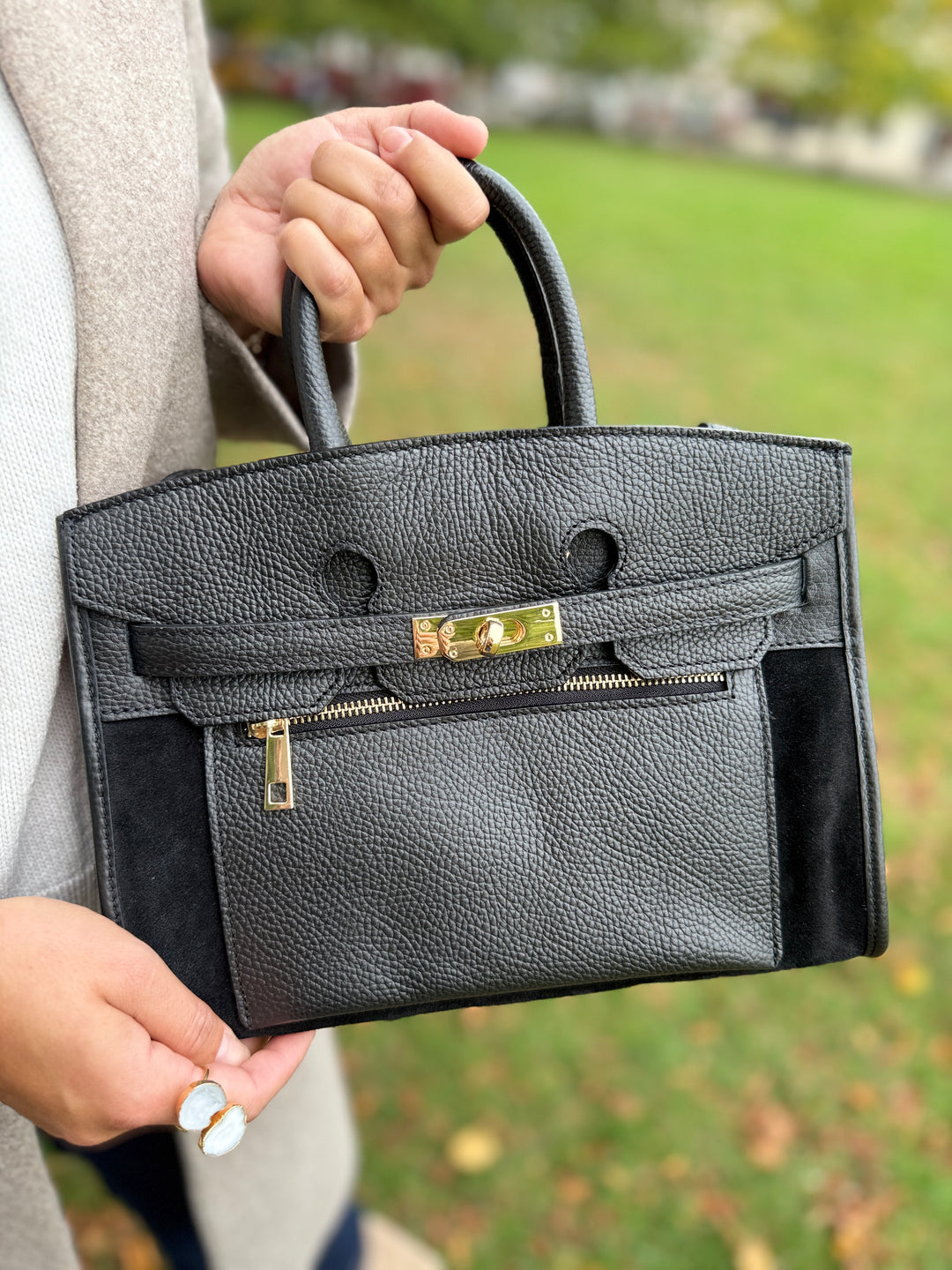 SECONDS - Midi Suede Leather Tote Bag