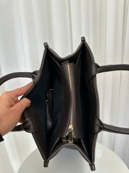 BLACK LABEL - Midi Leather Tote Bag Chestnut Brown