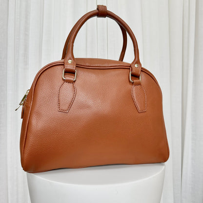SAMPLE SALE - Tan Large Leather Bowler Bag