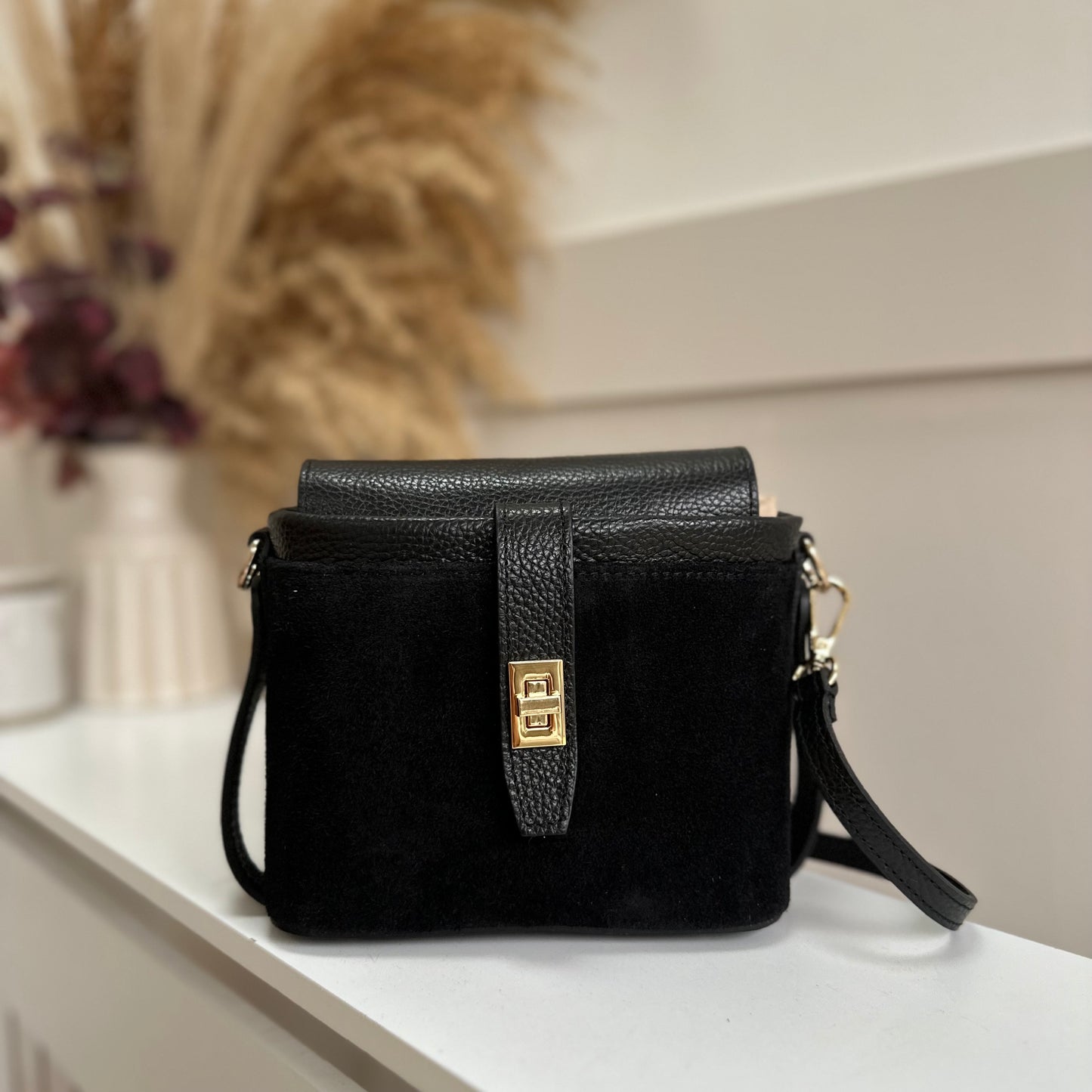 Fin Suede Personalised Leather Crossbody Bag