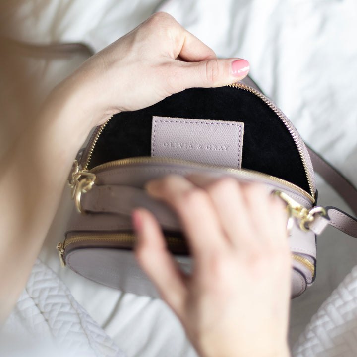 Aria Personalised Circle Leather Crossbody Bag
