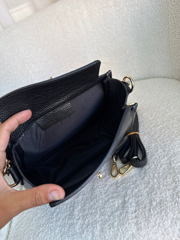 Black leather crossbody bag
