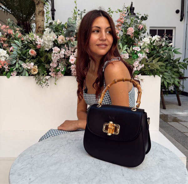 Kellie Bamboo Leather Top handle Crossbody Bag