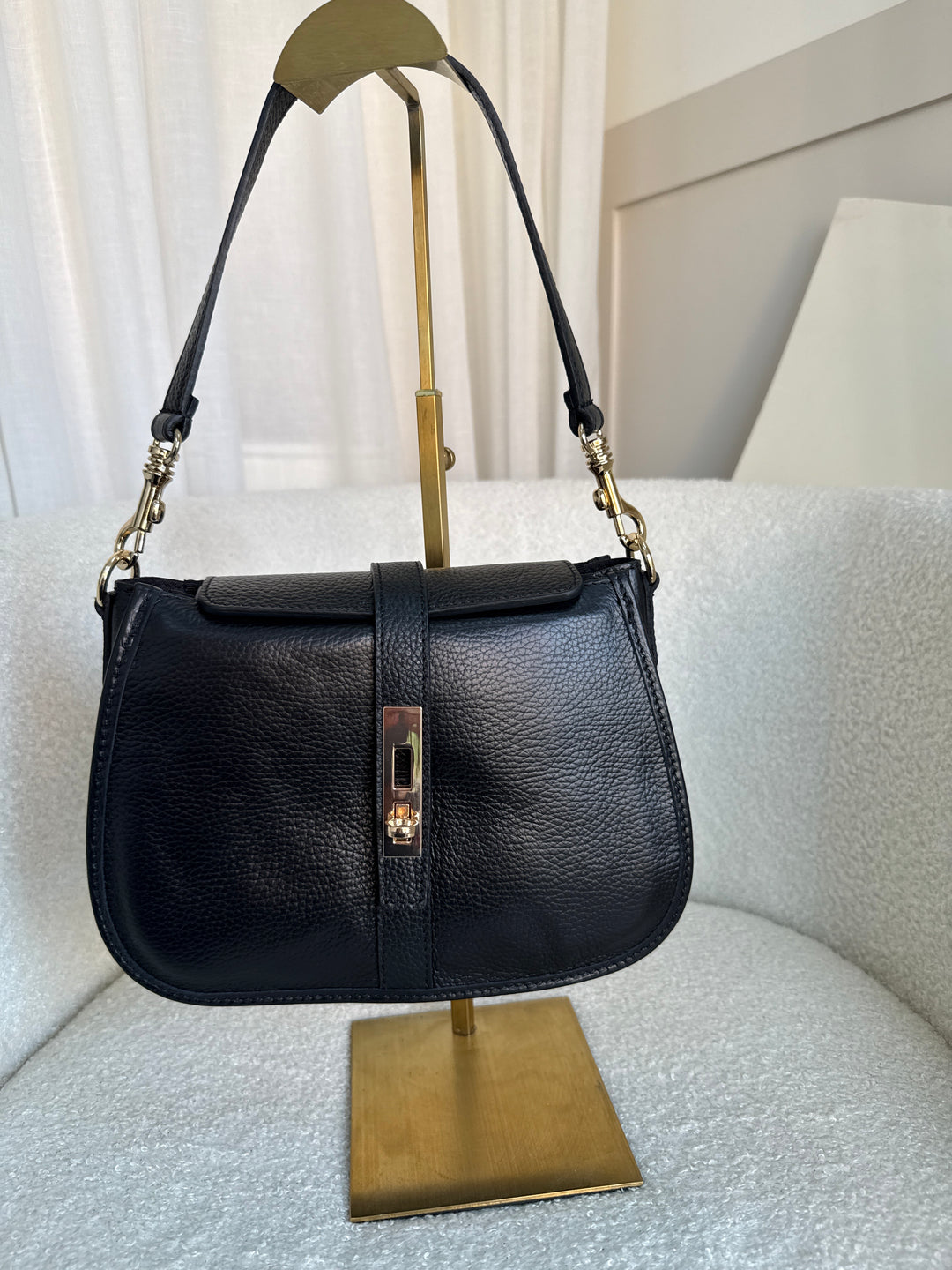 Black leather crossbody bag
