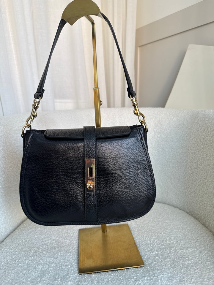 Black leather crossbody bag