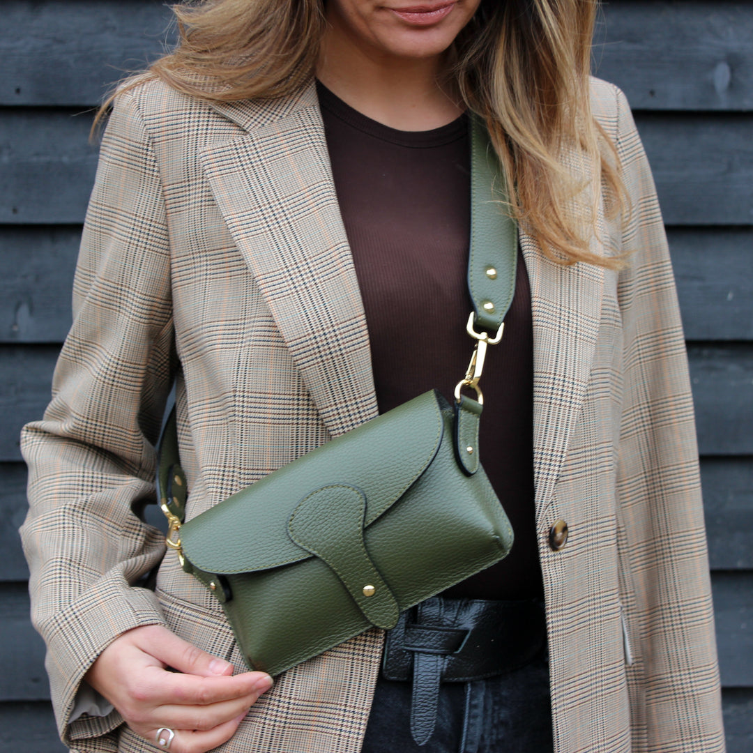 green leather crossbody bag 