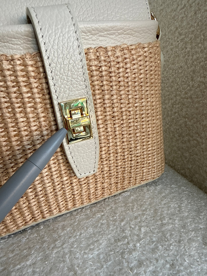 SECONDS Fin Raffia Personalised Leather Crossbody Bag