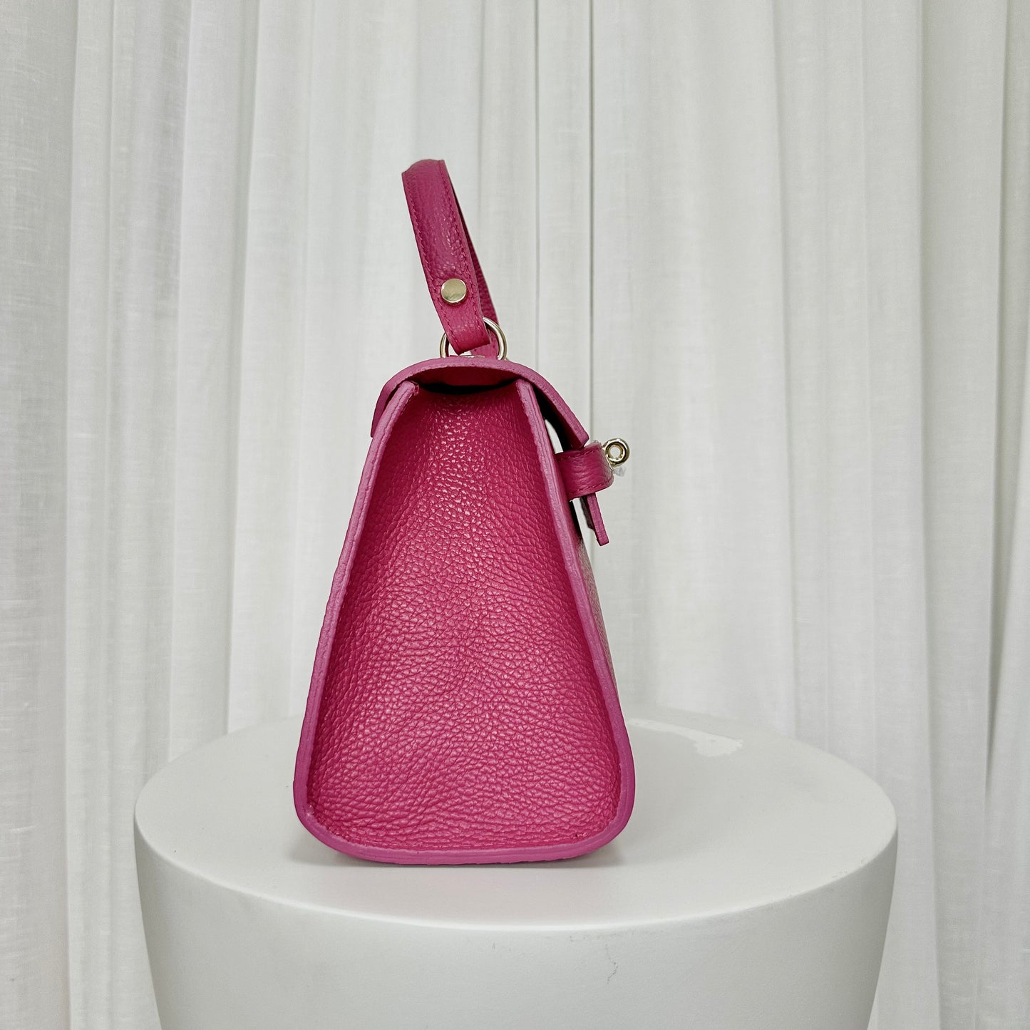 SAMPLE SALE - Hot Pink Grace Leather Top handle Bag