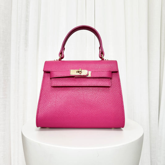 SAMPLE SALE - Hot Pink Grace Leather Top handle Bag