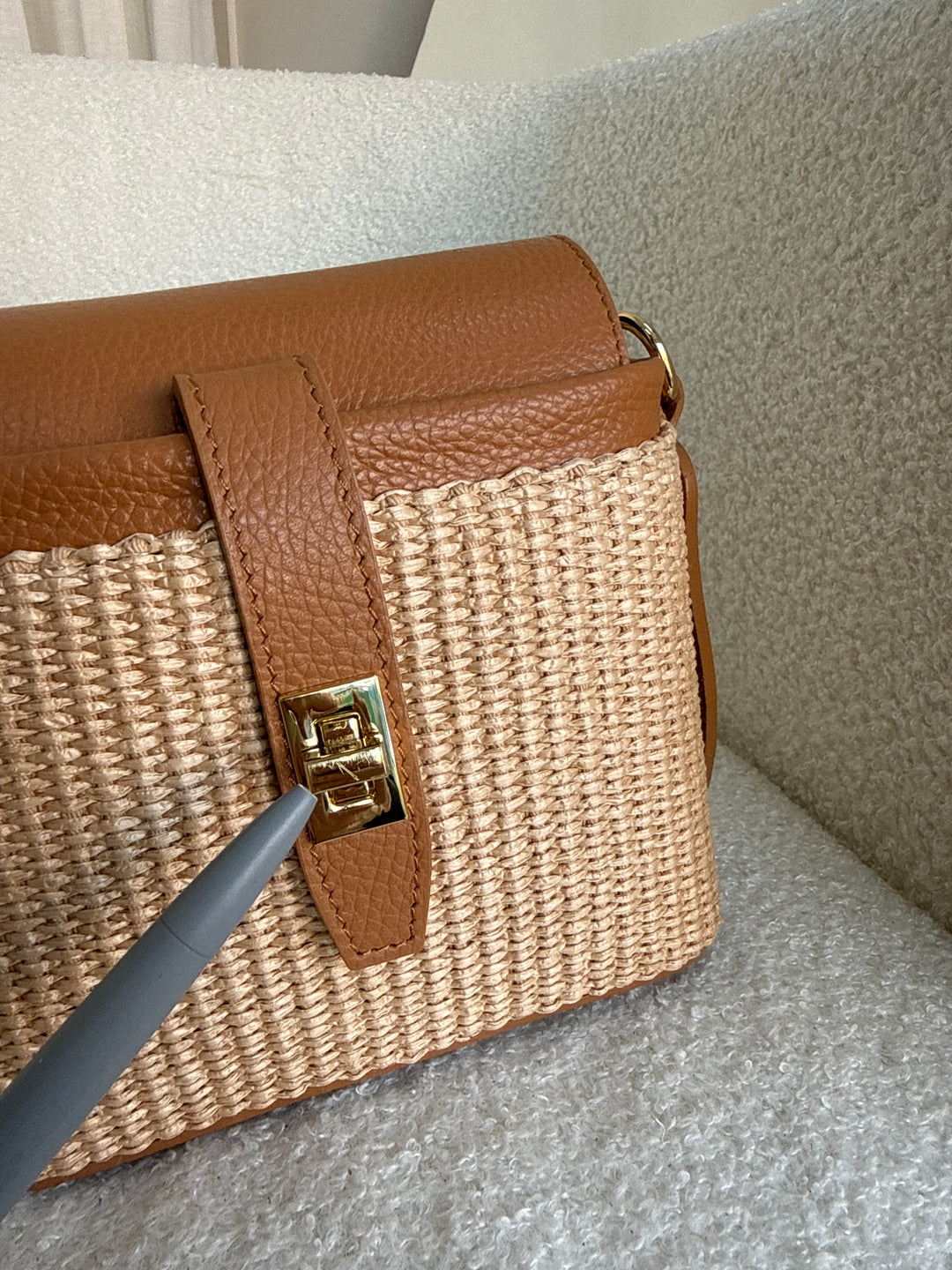 SECONDS Fin Raffia Personalised Leather Crossbody Bag