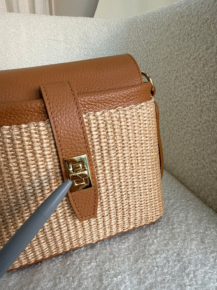 SECONDS Fin Raffia Personalised Leather Crossbody Bag