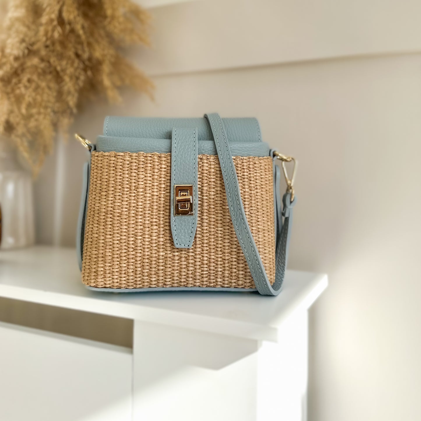 Fin Raffia Personalised Leather Crossbody Bag