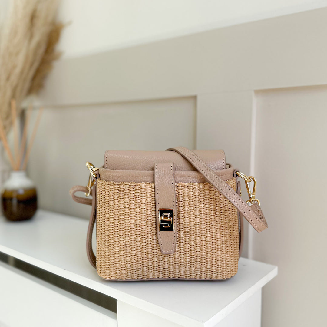 Fin Raffia Personalised Leather Crossbody Bag