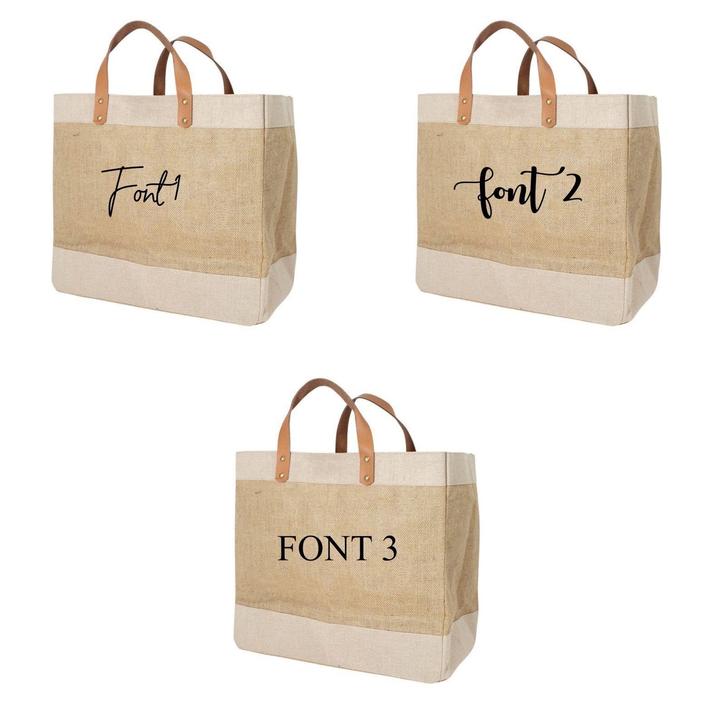 Personalised Small Jute Bag Leather Handle Shopper Beach Bag