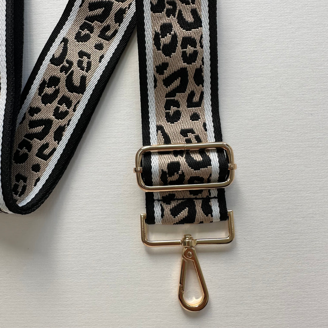 leopard print bag strap gold hardware 