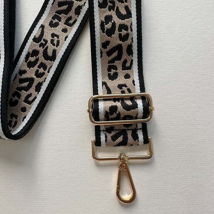 leopard print bag strap gold hardware 