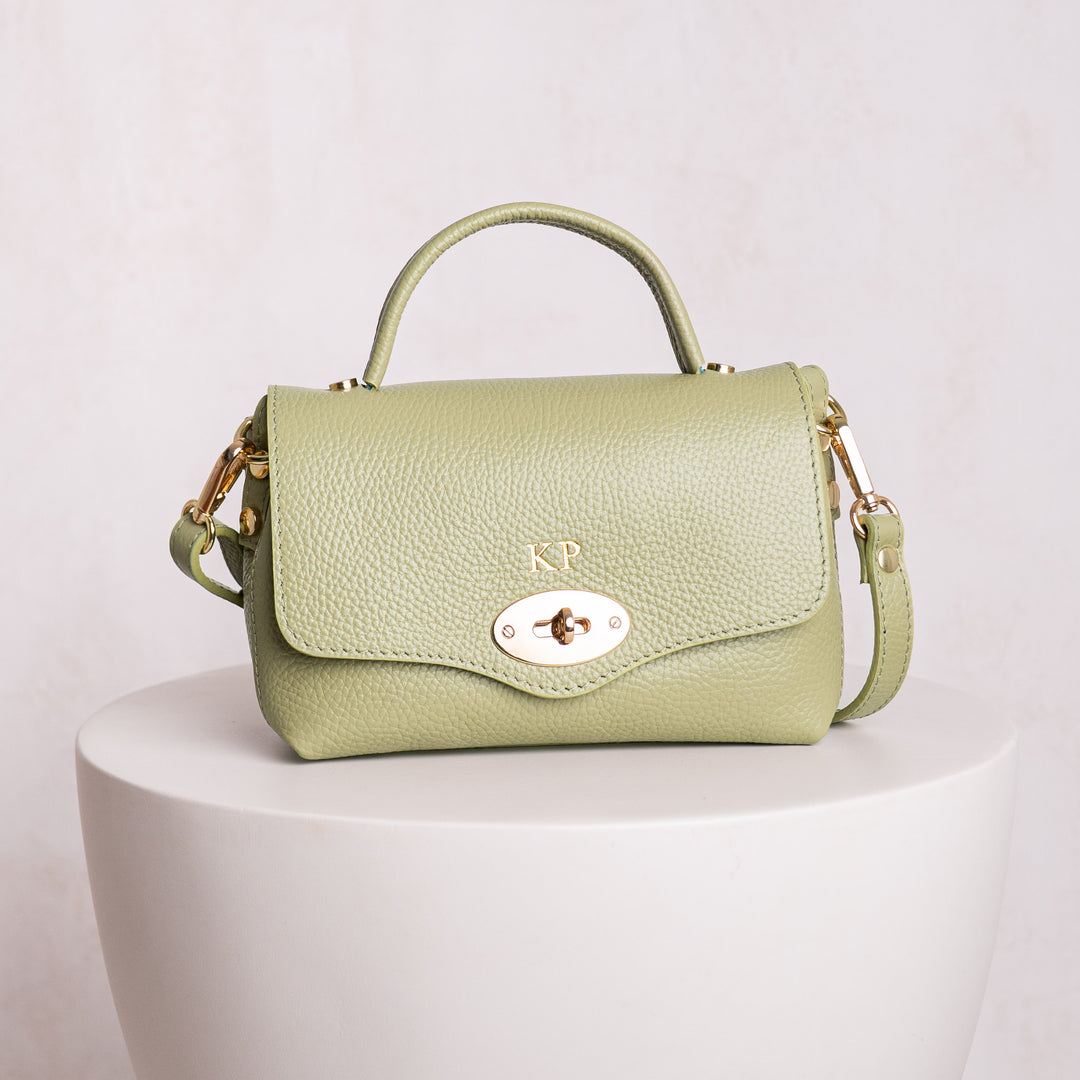 Sage leather top handle bag 