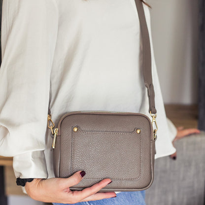 Elizabeth Leather Double Zip Crossbody Bag