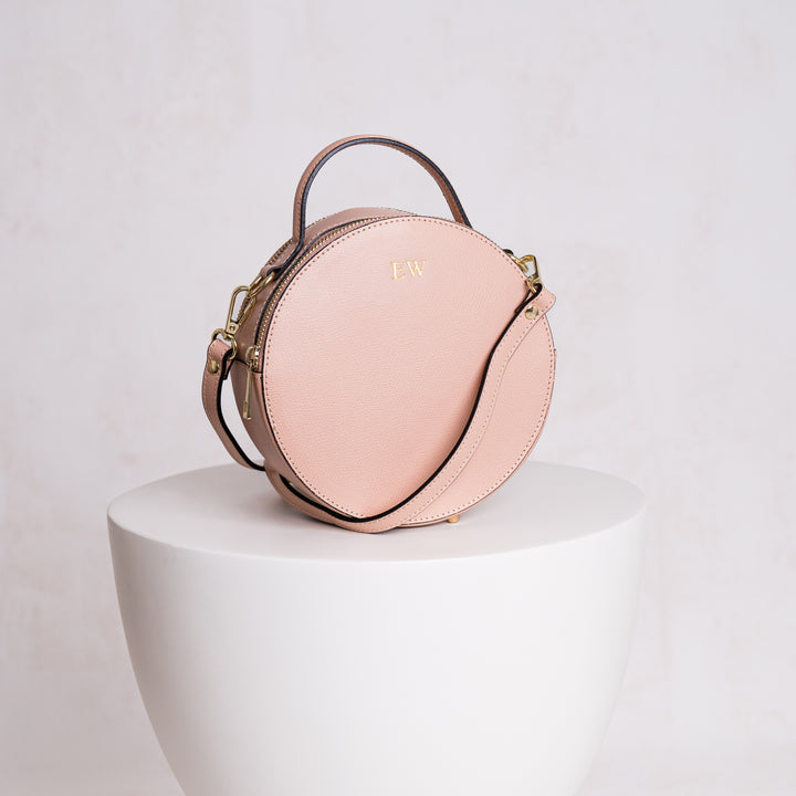 Aria Personalised Circle Leather Crossbody Bag