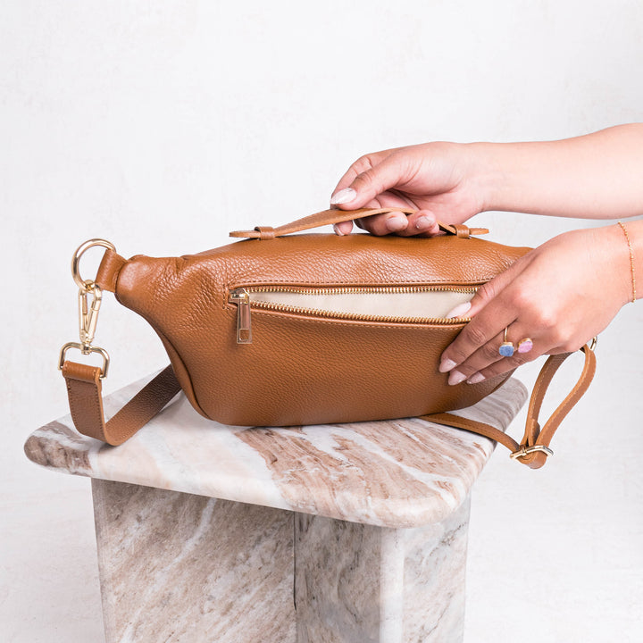 Cleo Personalised Large Leather Bumbag Waist Bag