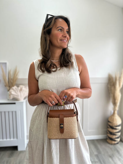 Fin Raffia Personalised Leather Crossbody Bag
