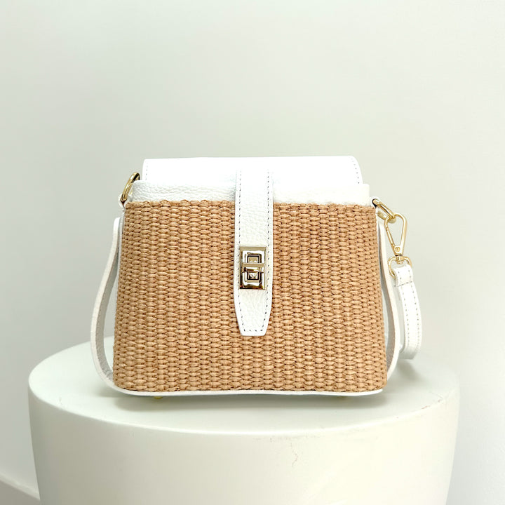 Fin Raffia Personalised Leather Crossbody Bag