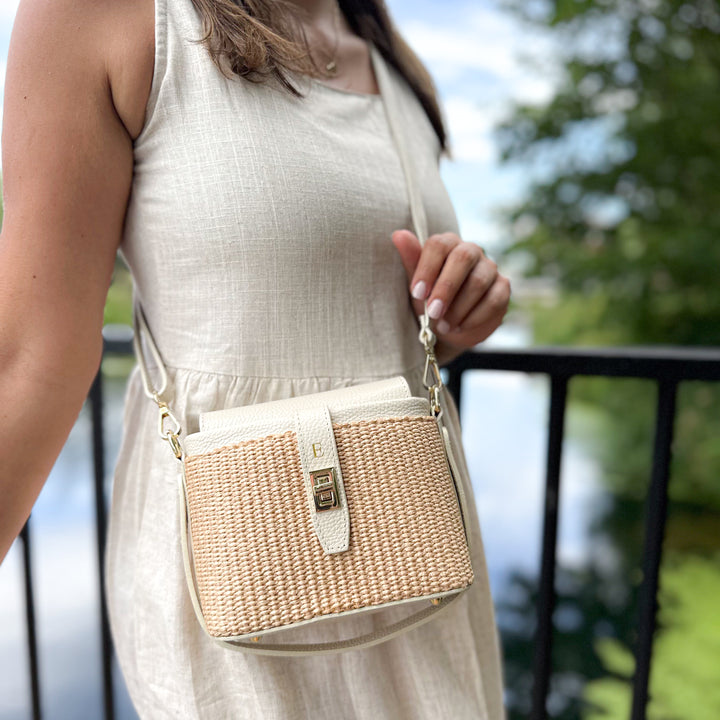 Fin Raffia Personalised Leather Crossbody Bag