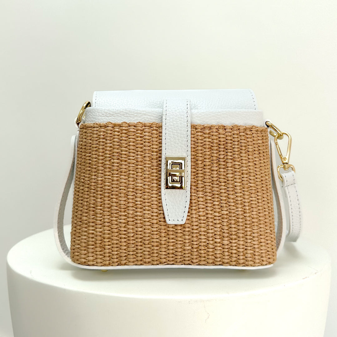 Fin Raffia Personalised Leather Crossbody Bag