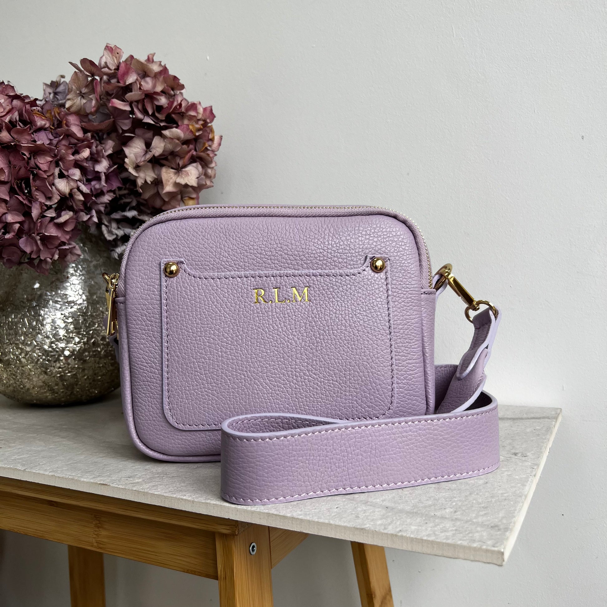 Elizabeth Leather Double Zip Crossbody Bag OLIVIA AND GRAY LTD