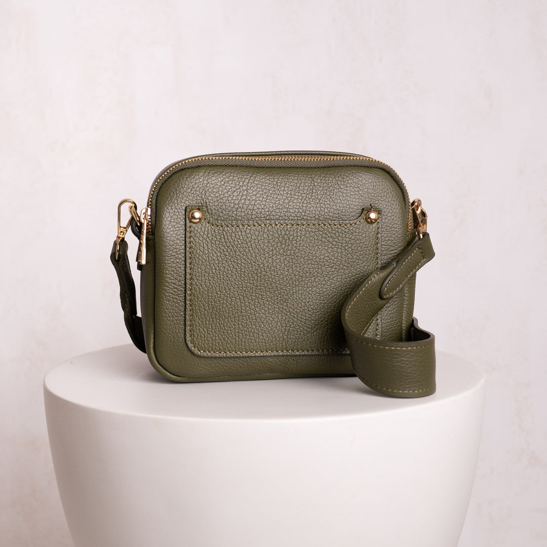 Elizabeth Leather Double Zip Crossbody Bag