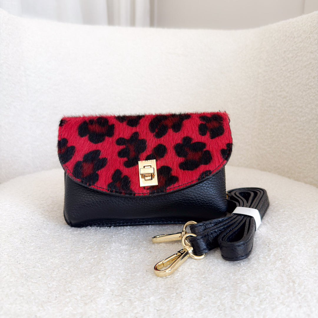 Mini animal print flap bag