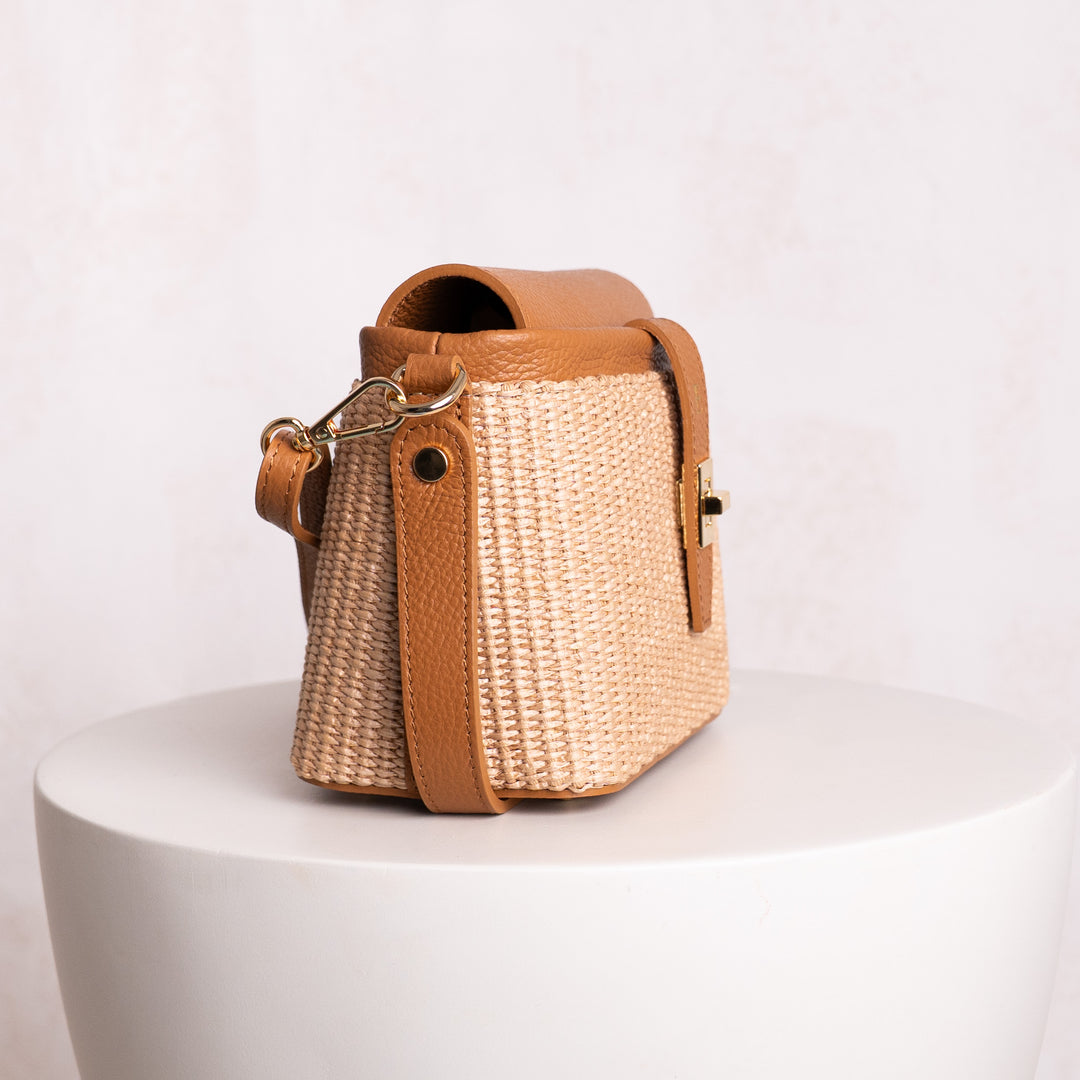 Fin Raffia Personalised Leather Crossbody Bag