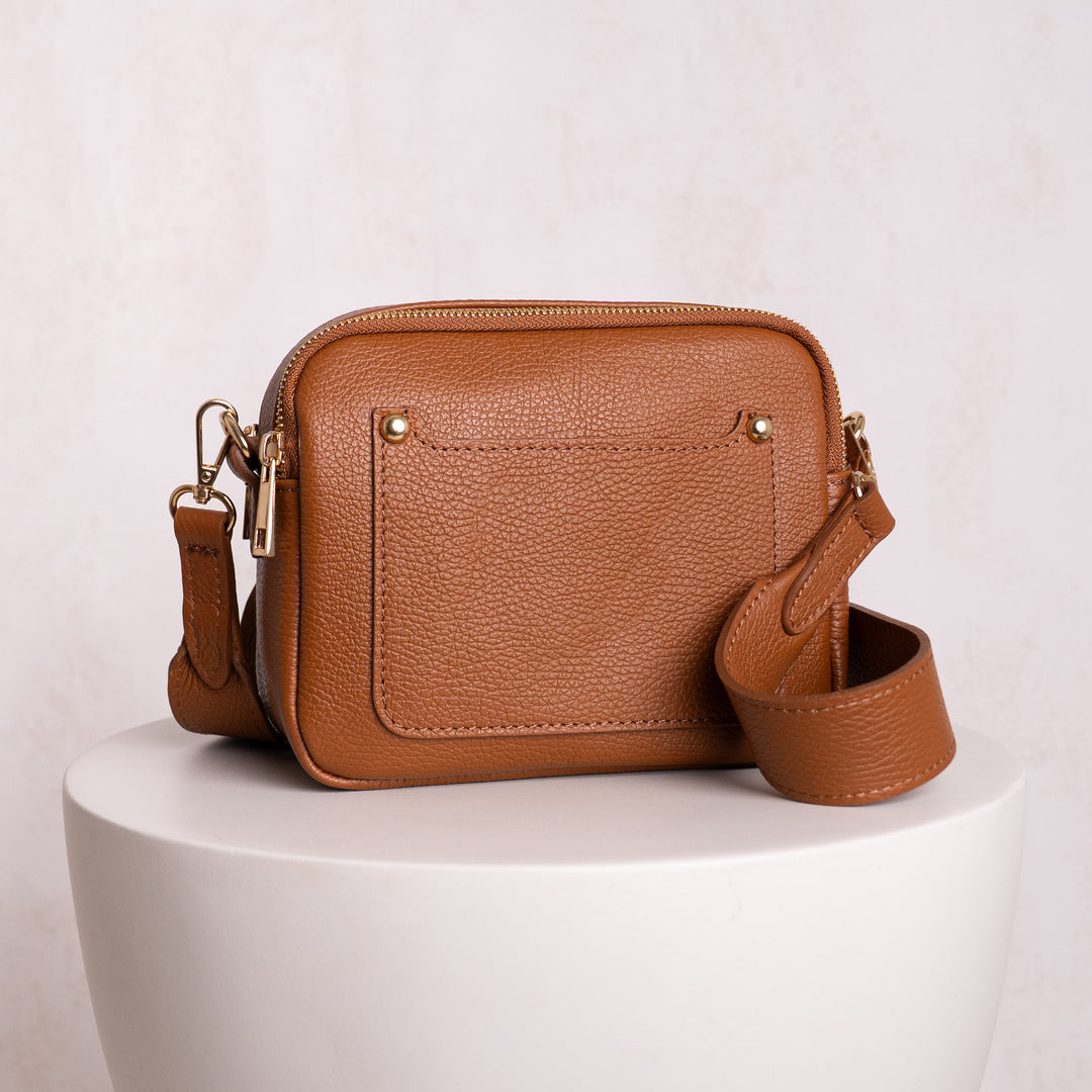Elizabeth Leather Double Zip Crossbody Bag